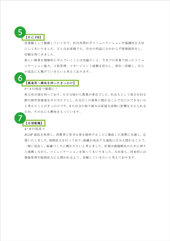職務経歴書の記入例②
