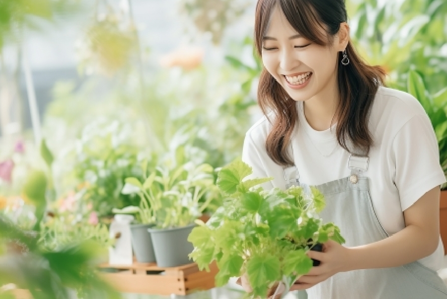 園芸作業の女性